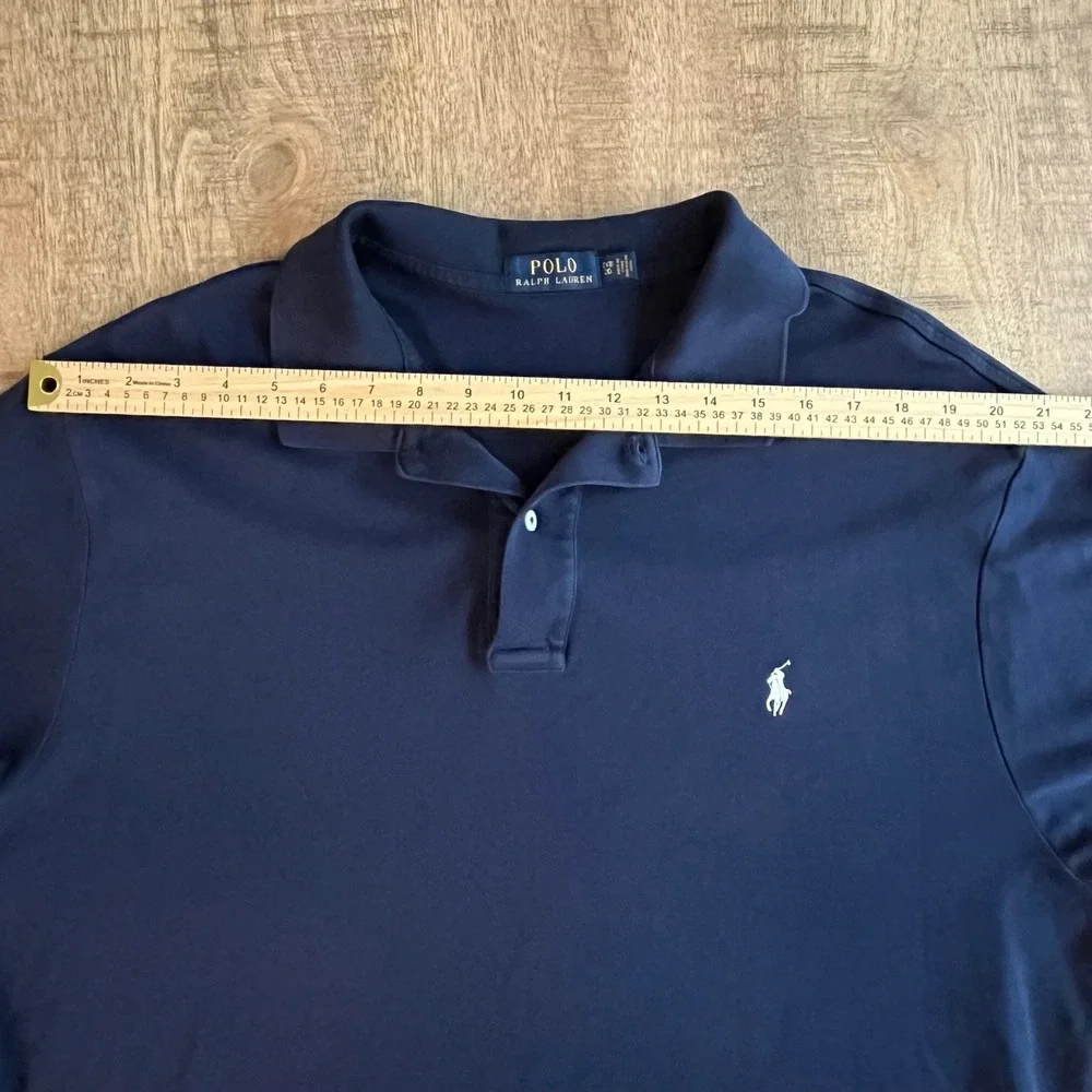 Polo Ralph Lauren Mens Navy Blue Cotton Short Sleeve Polo Shirt 2XB